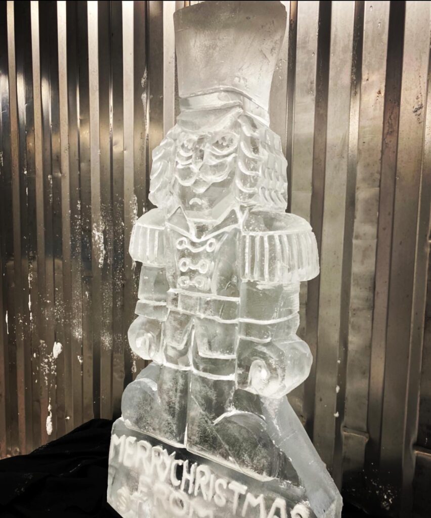 Nutcracker sculpture / Nutcracker ice luge / Nutcracker ice sculpture