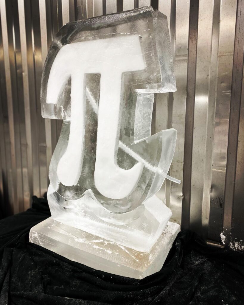 Pi symbol ice sculpture