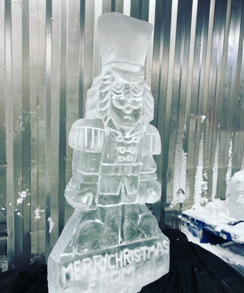 Nutcracker sculpture / Nutcracker ice luge / Nutcracker ice sculpture