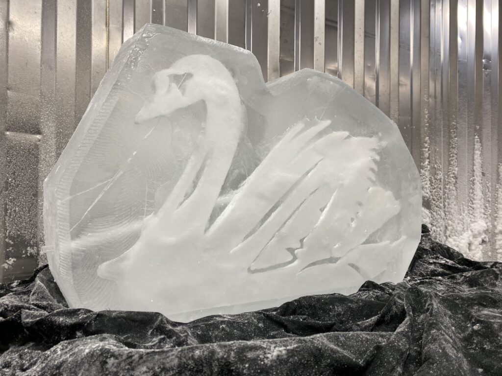 Swan ice luge / Nuneaton / Royal Signals Ice Sculpture