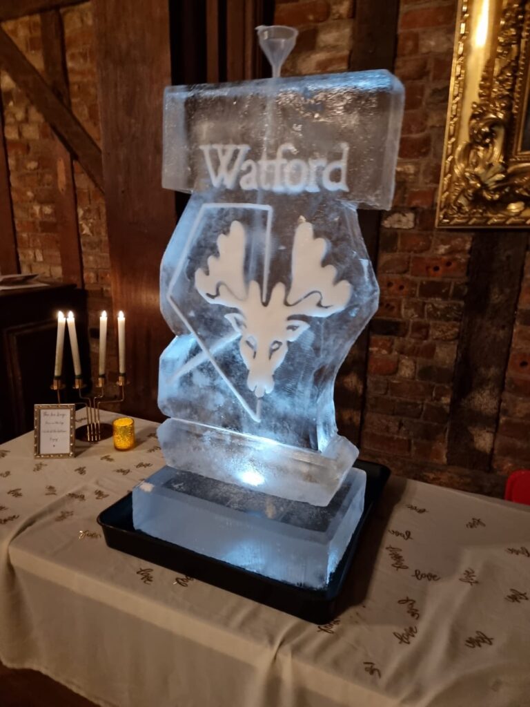 Watford FC ice sculpture / Football ice luge / Watford Football Club Sculpture
