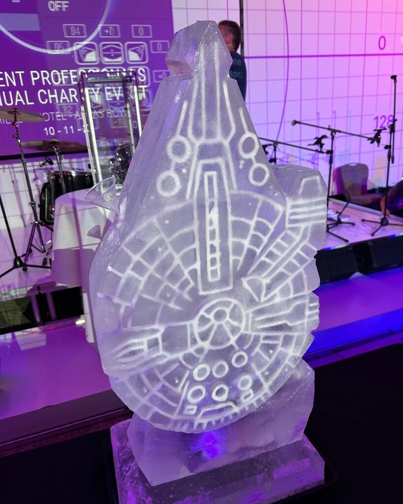 Millenium Falcon, Star Wars sculpture, Star Wars ice luge, Star Wars vodka luge