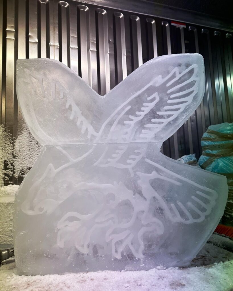23 Parachute Engineer Regiment ice sculpture vodka luge in Colchester