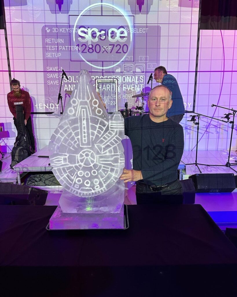 Millenium Falcon, Star Wars sculpture, Star Wars ice luge, Star Wars vodka luge