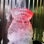 Royal Marines ice luge, Commandos sculpture, Sykes Fairburn dagger, Royal Marines ice sculpture