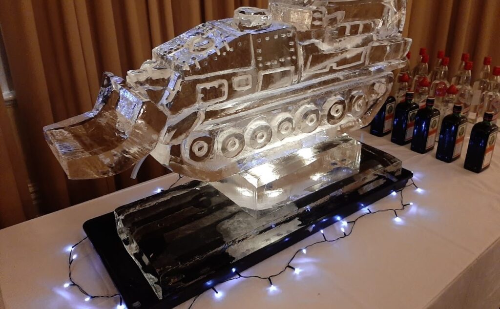 CRARRV, CRARRV sculpture, challenger tank ice luge, tank ice luge, tank sculpture