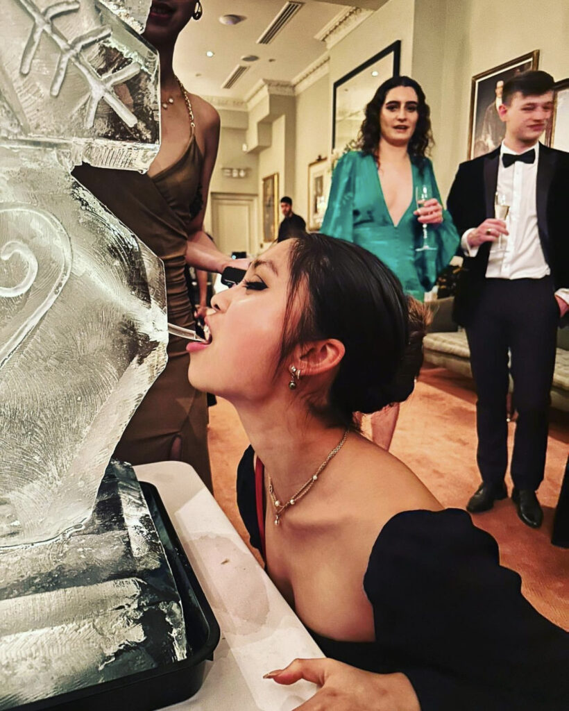 Ice Luge in use, London vodka luge, London ice sculpture