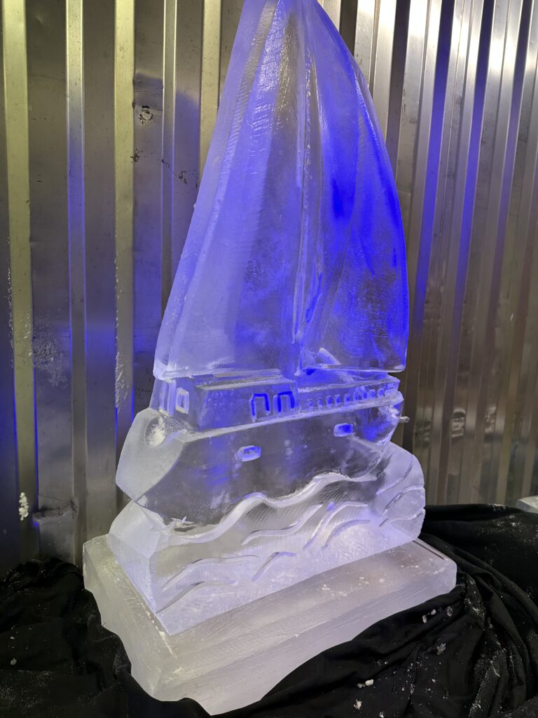 Sailing boat sculpture, Sailing boat ice luge, Sailing boat yacht sculpture
