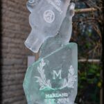 Hand and Bottle ice luge , bottle ice sculpture