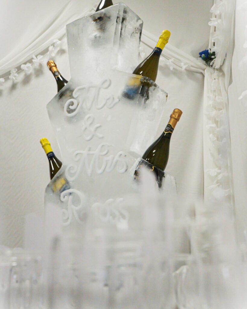 Champagne Bottle Holder ice sculpture for wedding