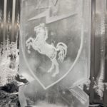 Horse ice sculpture ice luge