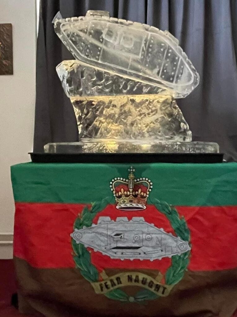 Tank ice sculpture, tank ice luge