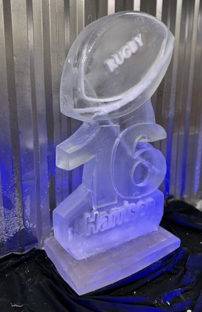 Rugby ball ice sculpture luge for 16th birthday