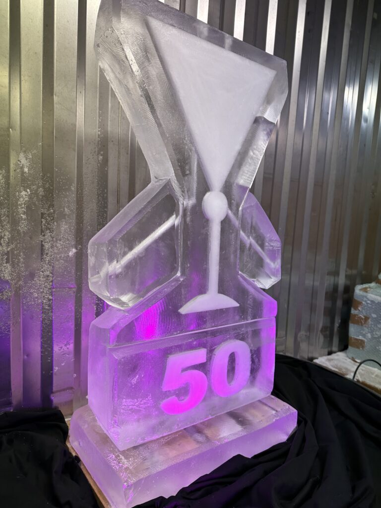 Martini Glass ice sculpture luge for 50th birthday