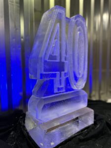 40th birthday vodka luge ice sculpture