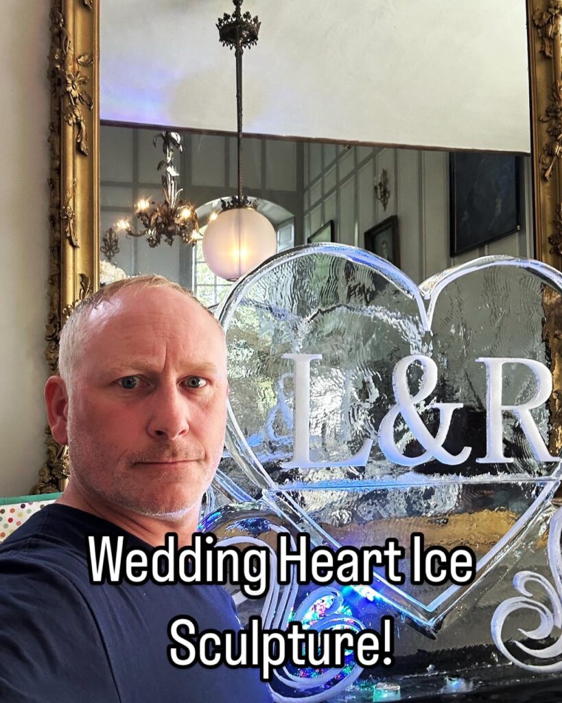 Initials Heart Wedding Ice Sculpture in Gosfield Hall Essex
