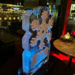 Snowflake ice sculpture vodka luge for Beyond Law Group at Gino D'Acampo Manchester