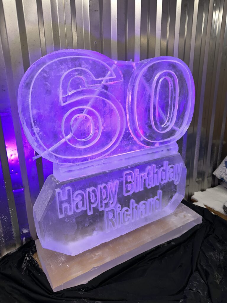 60th Birthday Vodka Ice Luge - Birthday Ice Sculpture