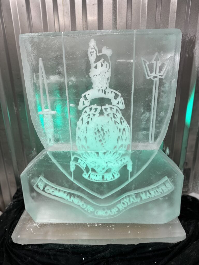 43 Commando Force Protection Group Royal Marines vodka luge - Royal Marines ice sculpture in Faslane