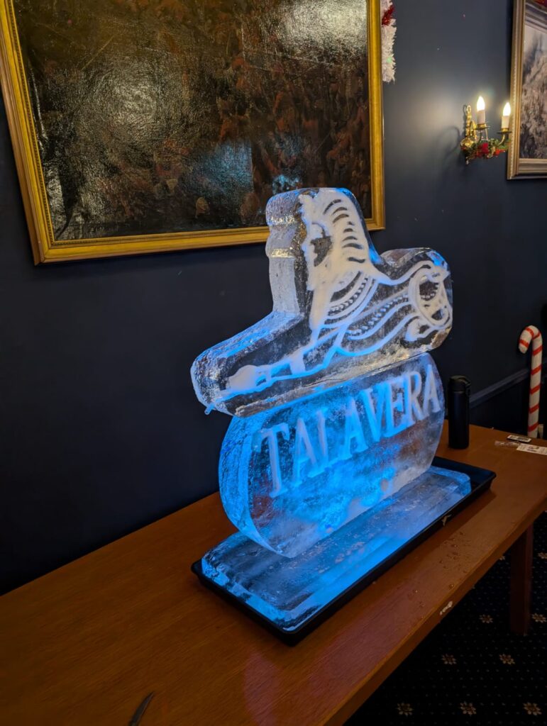 Talavera Sphinx ice sculpture vodka luge for 2nd Battalion Royal Anglian Regiment in Leicestershire