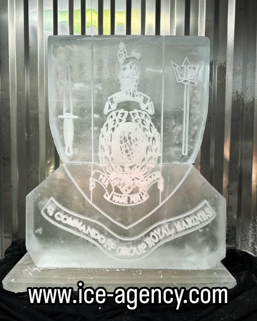 43 Commando Force Protection Group Royal Marines vodka luge - Royal Marines ice sculpture in Faslane