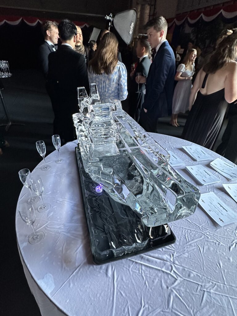 HMS Prince Of Wales aircraft carrier ice sculpture - Aircraft carrier ice sculpture Portsmouth naval base