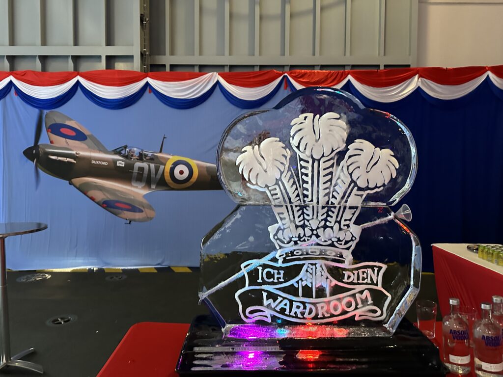 HMS Prince Of Wales ice sculpture - Queen Elizabeth aircraft carrier ice sculpture