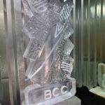 Cricket bat vodka luge - cricket club ice sculpture