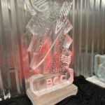 Cricket bat vodka luge - cricket club ice sculpture