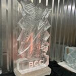 Cricket bat vodka luge - cricket club ice sculpture