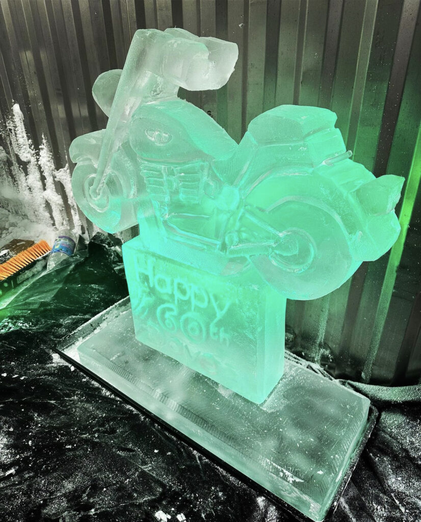 Motorbike vodka luge / Harley Davidson ice luge / Motorbike ice sculpture