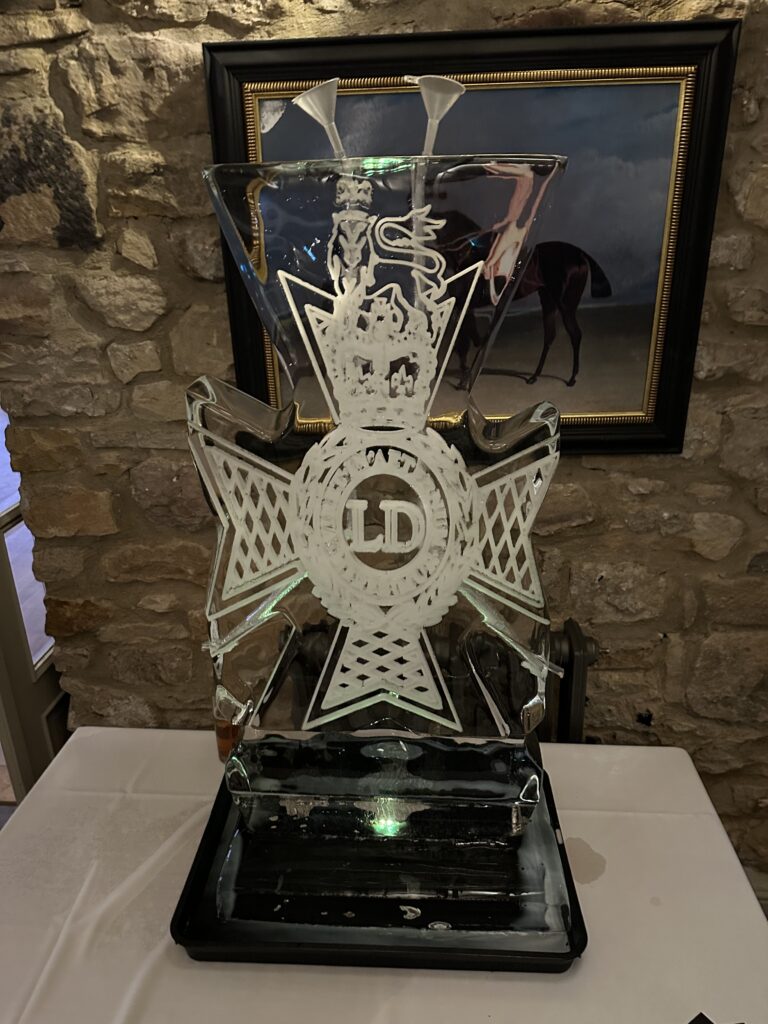 Light Dragoons vodka luge at Headlam Hall - Yorkshire ice luge