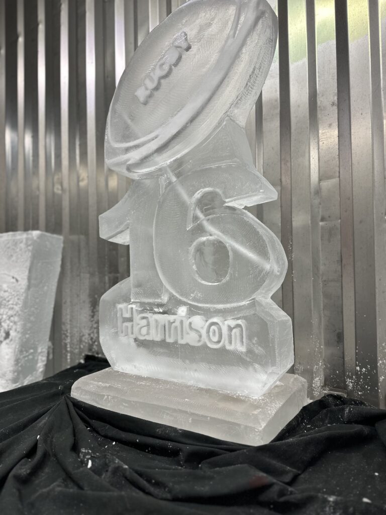 Rugby themed ice luge - 16th Ice Sculpture - Rugby vodka luge