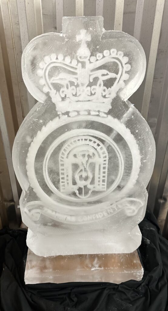 RAF Brize Norton ice sculpture vodka luge