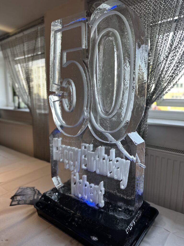 50th Birthday ice luge - 50 vodka luge