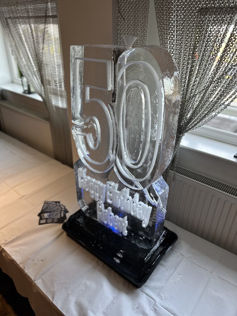 50th Birthday ice luge - 50 vodka luge