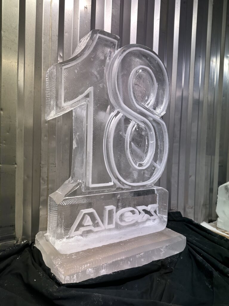 Number 18 and name Ice Luge 1mx50cm for a birthday party