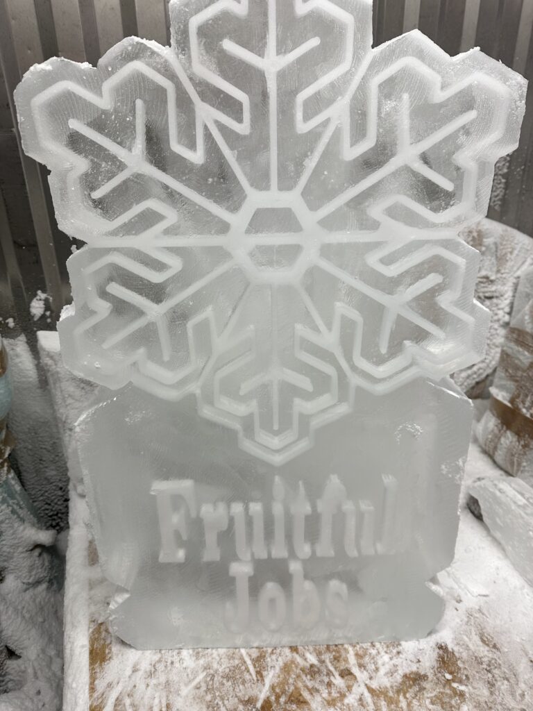 Fruitful Jobs Snowflake ice luge at Harewood End Inn Hertfordshire