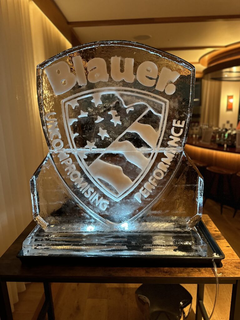 Bauer Clothing launch ice sculpture 1mx1m with Anais Gallagher