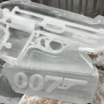 007 Bond themed vodka ice luge 1mx1m in freezer