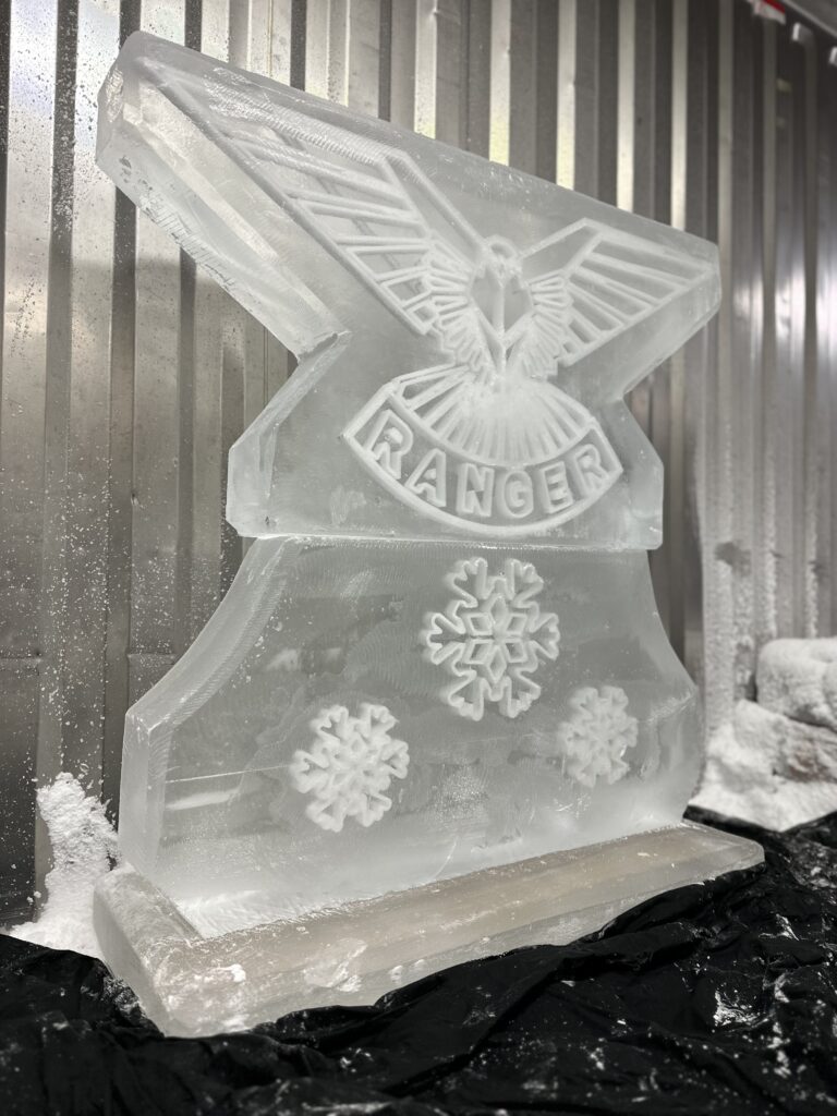 Rangers Regiment ice sculpture vodka luge in Aldershot
