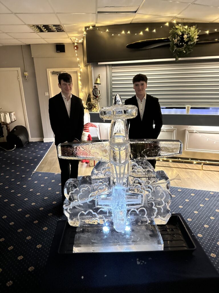 Grob Tutor plane vodka luge - ice luge for Royal Airforce