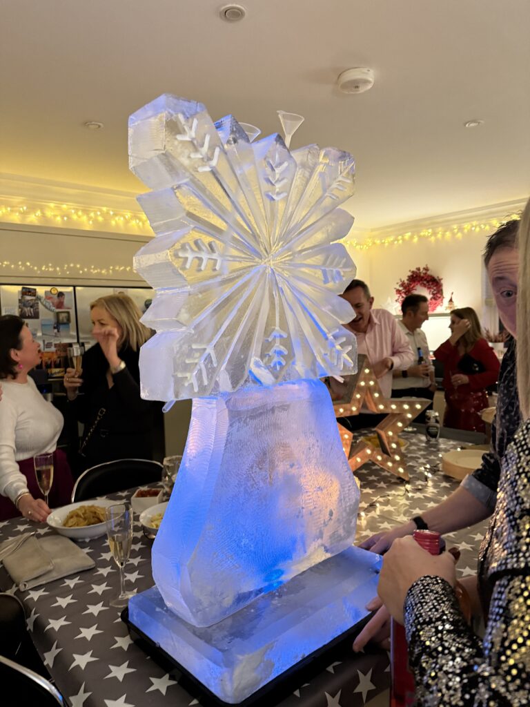 Snowflake ice sculpture for Christmas party