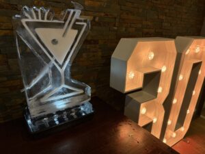Martini Glass Vodka Ice Luge in use
