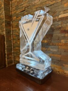 Martini Glass Vodka Ice Luge in use