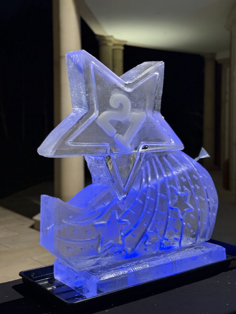 Amazing Star and 21 ice sculpture luge for a birthday in Esher in Surrey