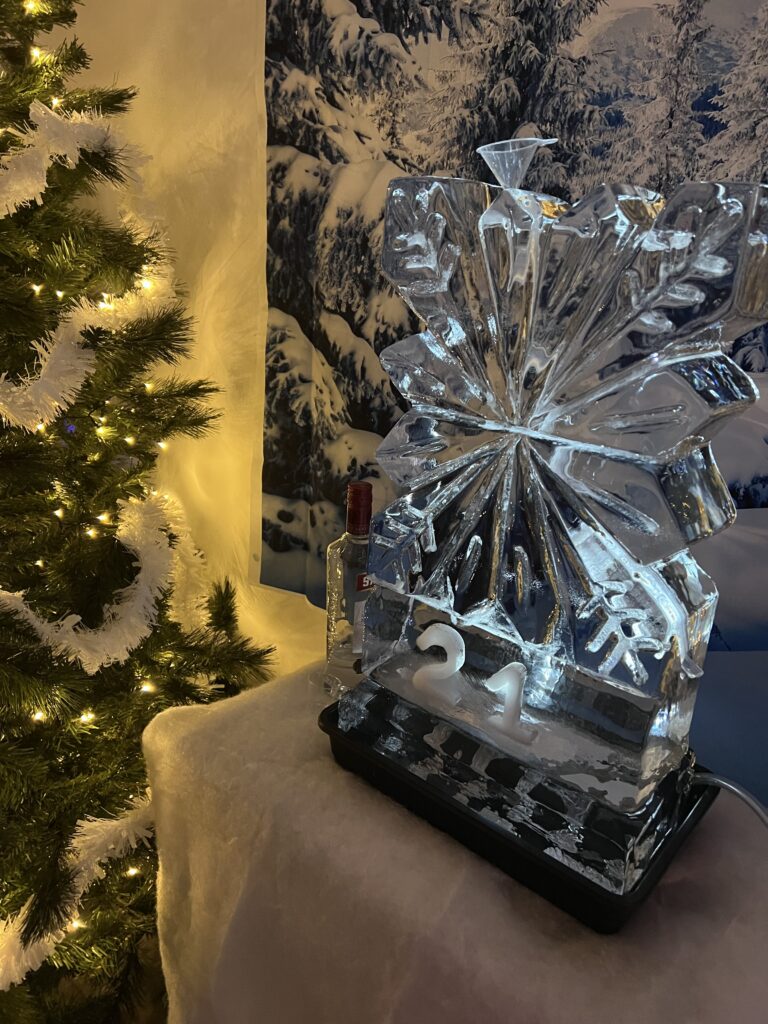 Snowflake vodka luge for christmas party in London