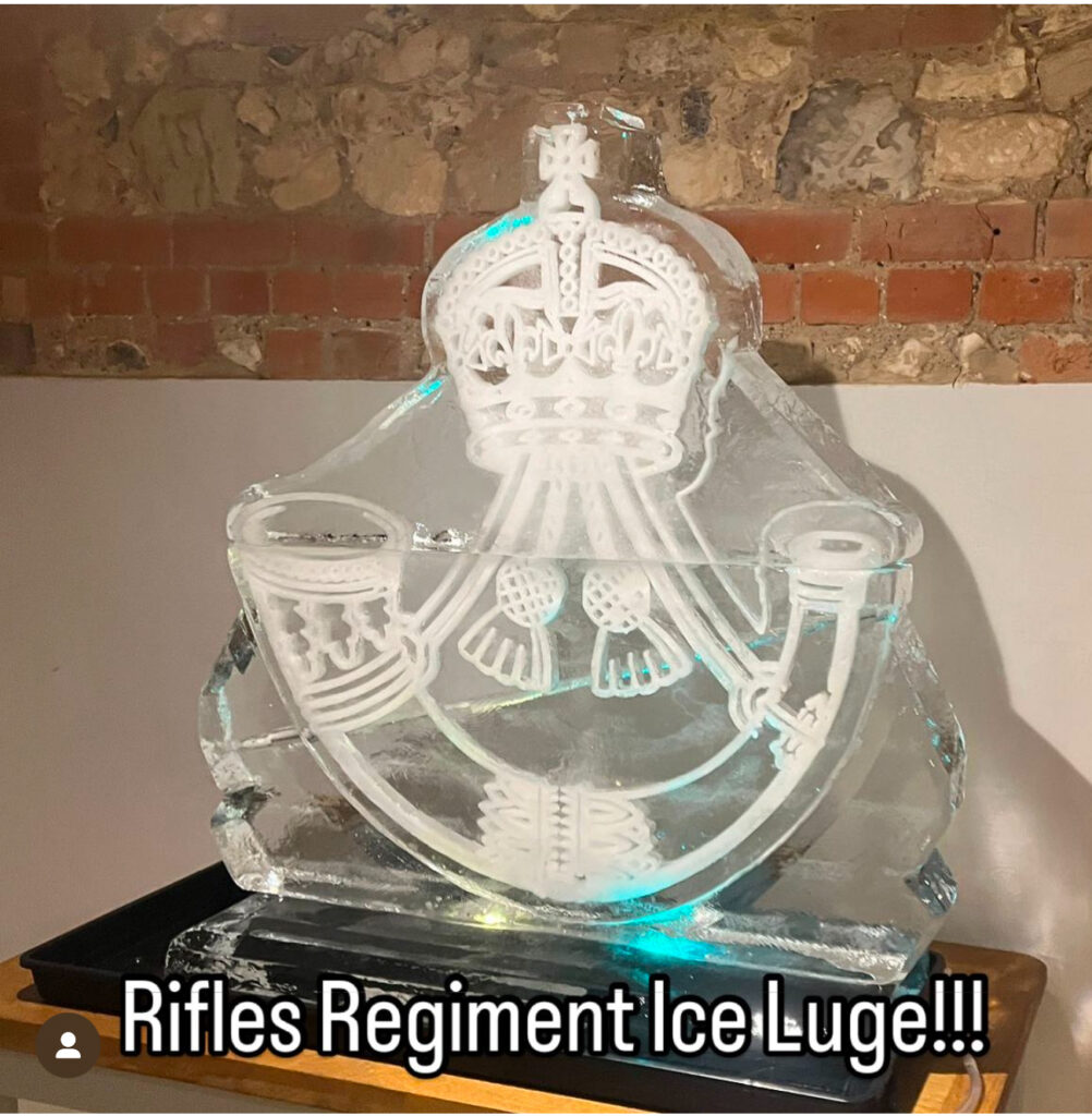 Rifles Regiment ice sculpture luge at Manour Estate in Salisbury