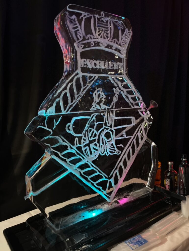 HMS Excellent Ice sculpture vodka luge in Portsmouth