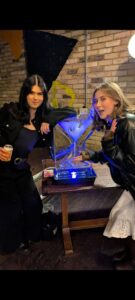 Martini Glass Vodka Ice Luge in use